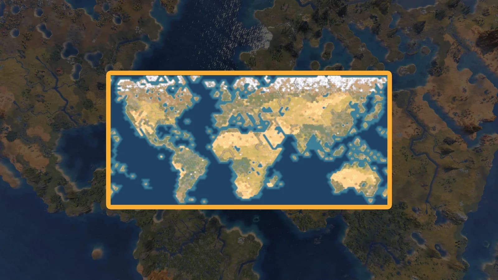 Firaxis's True Start Location Earth promotional image shows the world's continents on a hex map inside a gold border, over a terrain background.